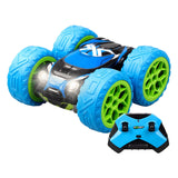 Exost rc 360 cross mx bestuurbare stuntauto blauw groen - 12 km u