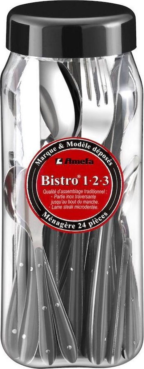Amefa Besteckset Bistro 1-2-3 (24-teilig) aus schwarzem Edelstahl