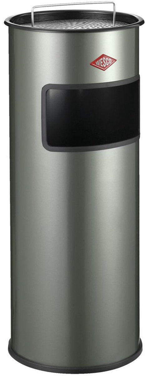Wesco Standaschenbecher mit Sieb ohne Einsatz | 30 Liter | Metall - Neusilber | Abfallbehälter mit Aschenbecher stehend - Made in Germany