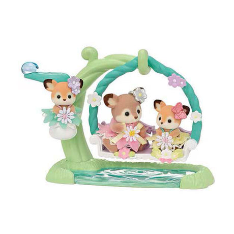 Sylvanian Family 5801 Hirschbaby – Blumenschaukel – 3 samtweiche Spielfiguren