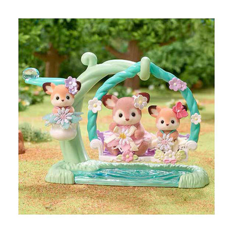 Sylvanian Family 5801 Hirschbaby – Blumenschaukel – 3 samtweiche Spielfiguren