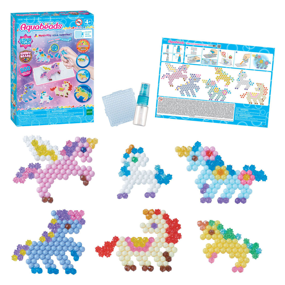 Aquabeads Einhorn-Freunde-Bastelset – komplettes Set mit 500 Perlen in 27 Farben