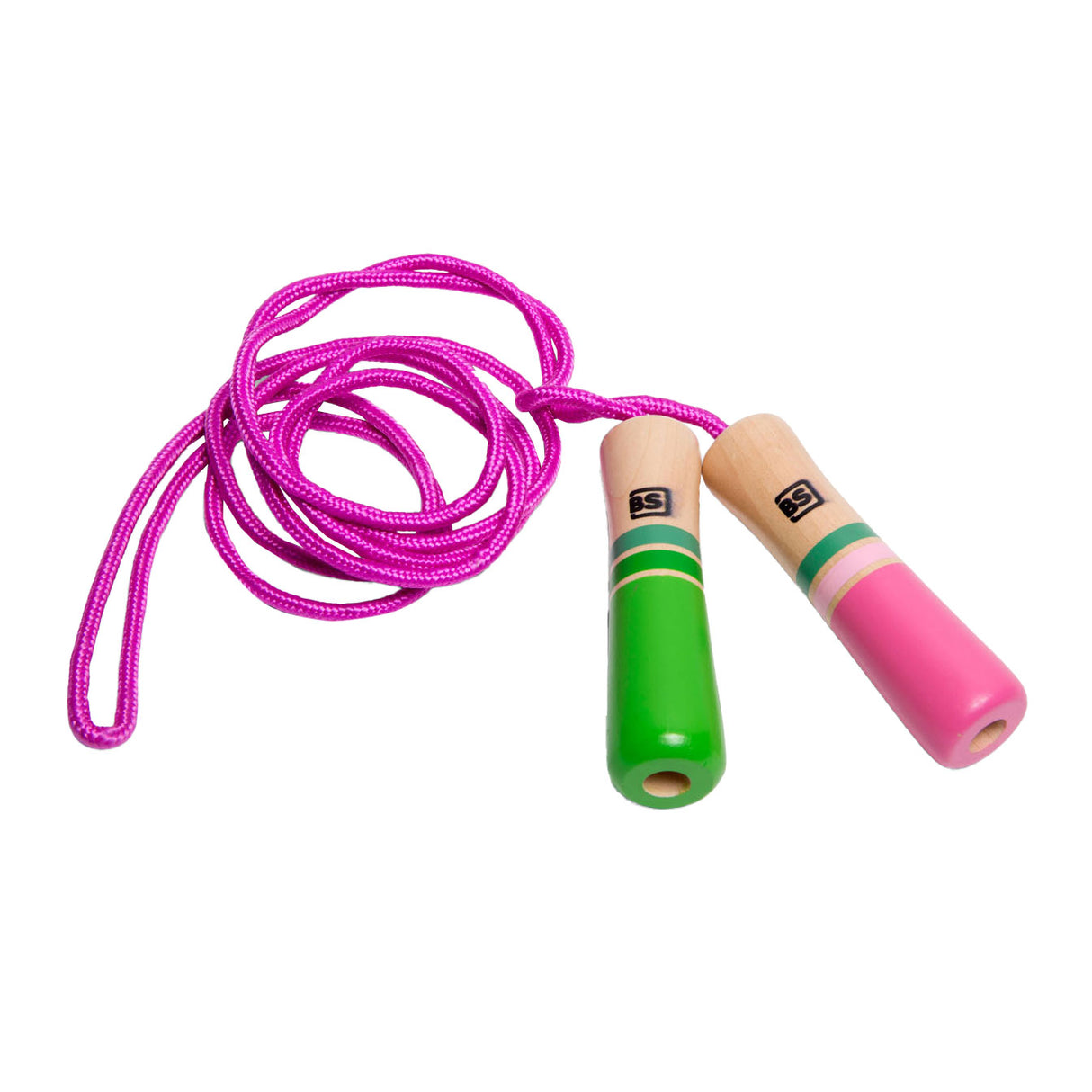 Rosa Springseil von BS Toys mit Holzgriffen