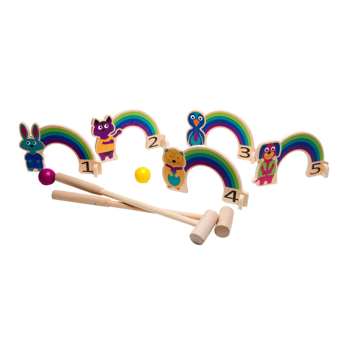 Toys BS Croquet en bois arc-en-ciel