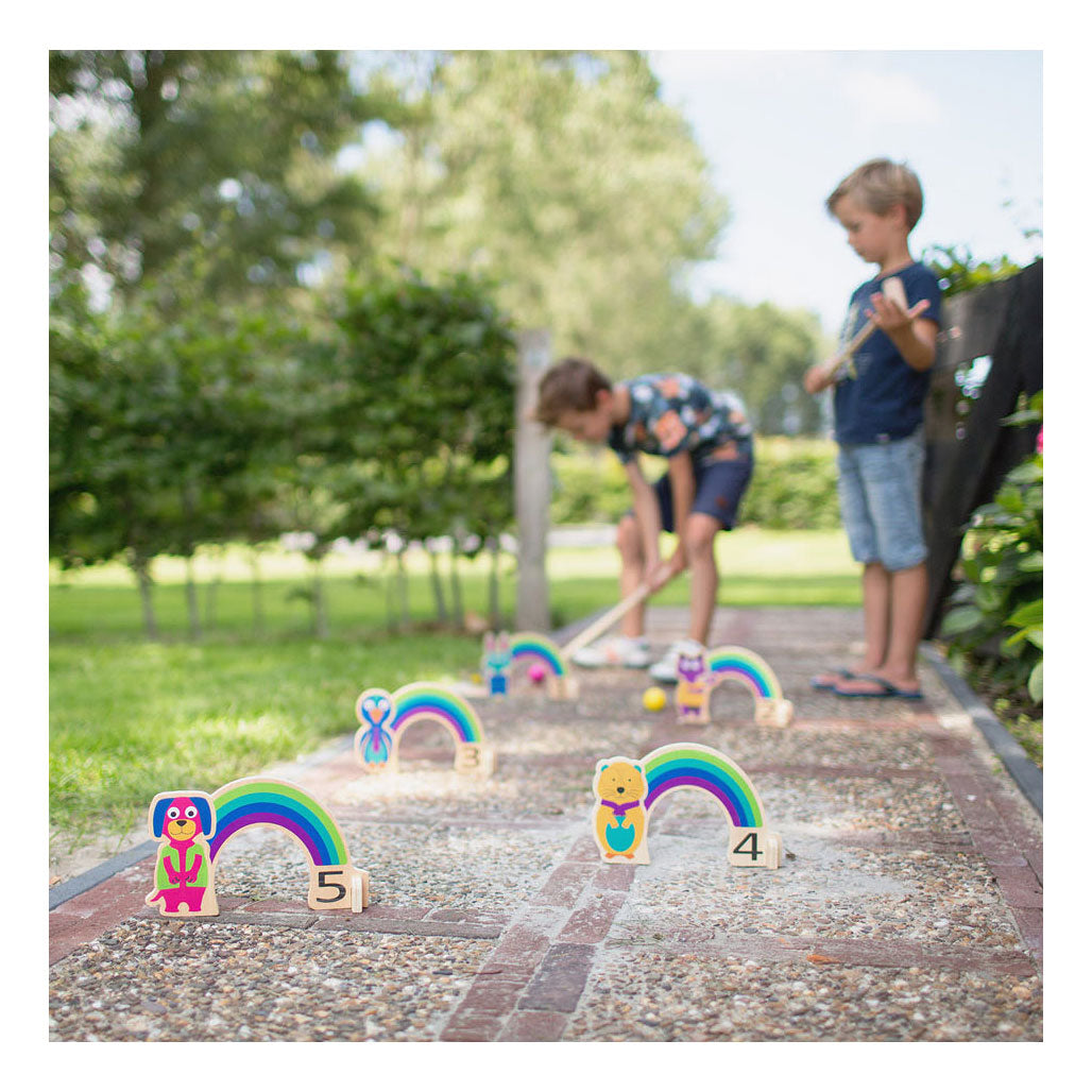 Bs toys houten croquet spel regenboog