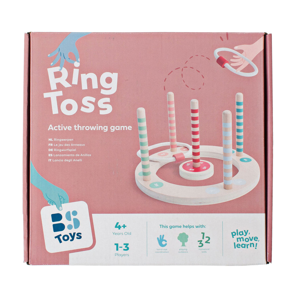 BS Toys Wooden Ringswerp Game with Stripes, 7dlg.