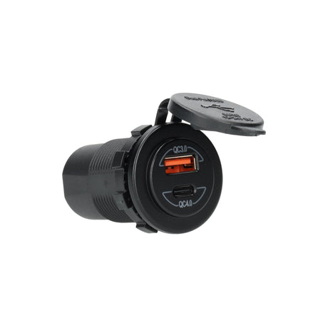 Power Line USB-Ladegerät integriert mit USB-A QC3.0 und USB-C QC4.0