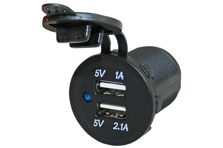 Powerline USB-Ladegerät integriert mit 2x USB-A mit maximalem Ladestrom 3,1a