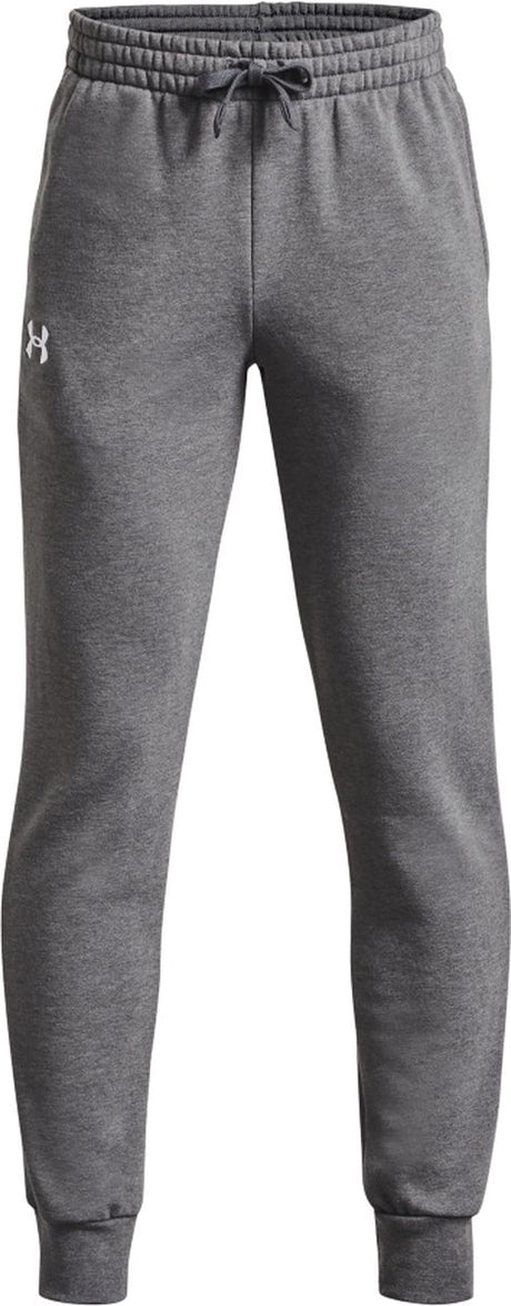 Under Armour UA Rival Fleece Joggers – Graue Jungen-Sporthose – Castlerock Light Heather – Weiß