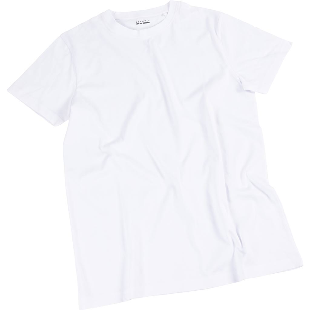 T-Shirt weiß mit runden Halsbaumwolle, Größe l