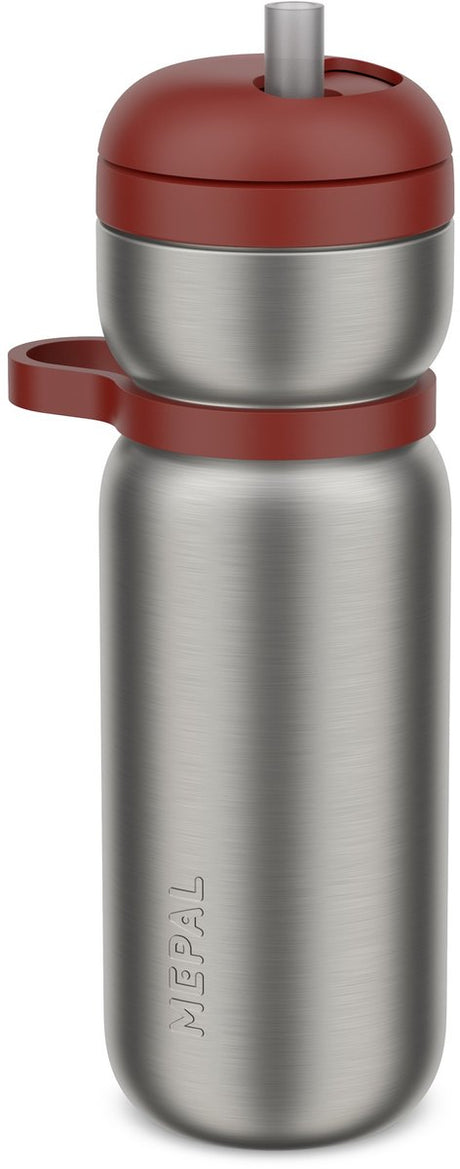 Mepal Isolierflasche Twist Sport – 600 ml – Twist and Drink – auslaufsicher und isoliert: 6 Stunden warm. 10h kalt - spülmaschinenfest - Trinkflaschen - Bergrot