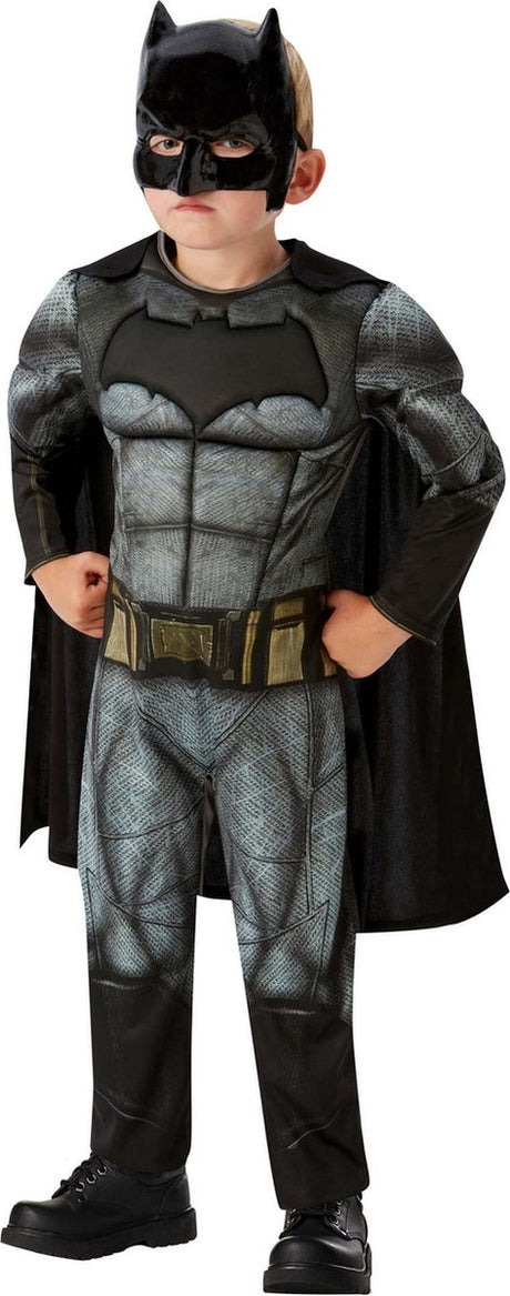 Batman-Kostüm für Kinder, Polyester, grau, Größe S