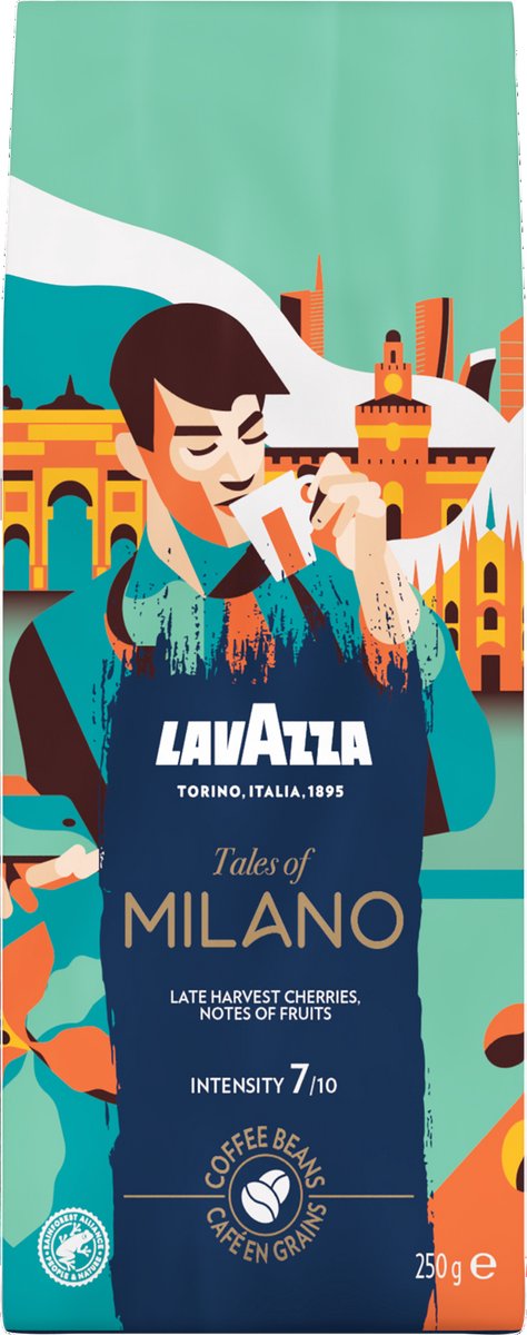 Lavazza Tales of Milano Kaffeebohnen – 6 x 250 Gramm – 100 % Arabica-Kaffeebohnen – Intensität 7 10