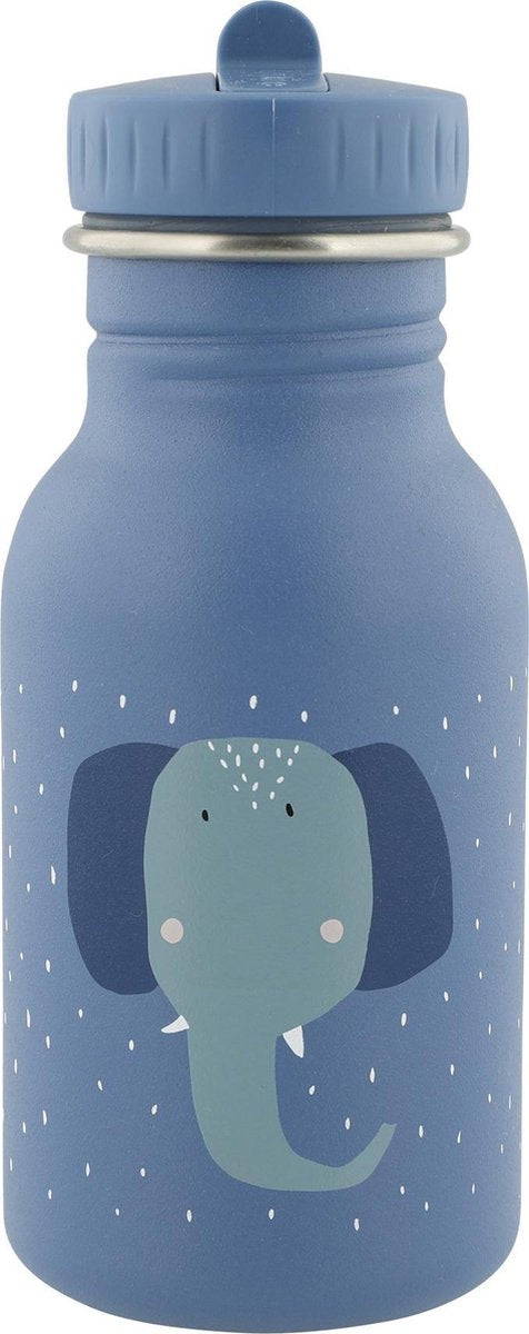 Trixie Trinkflasche - mrs. Elefant – Edelstahl-Wasserflasche für Kinder – 350 ml – auslaufsichere Flasche – blau
