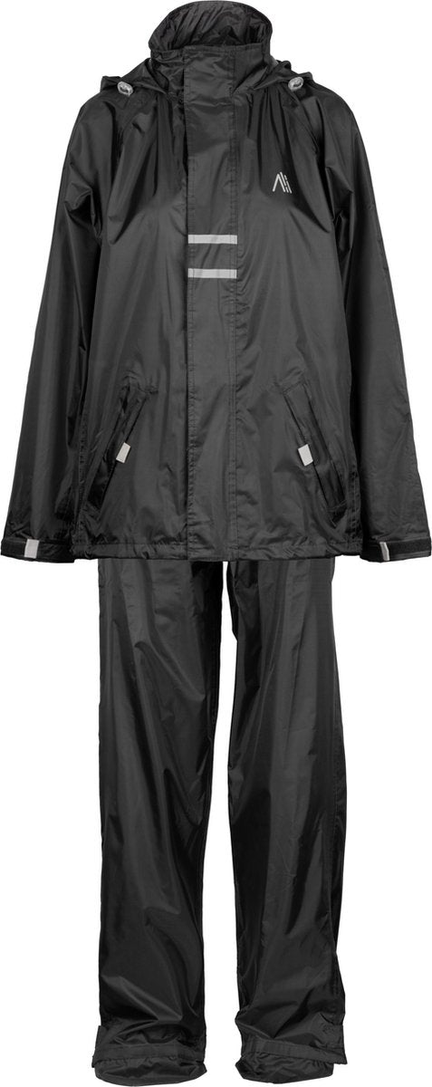 Ralka regenpak waterdicht ademend - junior - reflectie - zwart - 164
