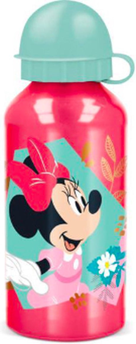 Stor Disney's Minnie Mouse Aluminium-Trinkflasche – 400 ml – leicht – auslaufsicherer Schraubverschluss – Trinkflasche für Kinder – Rot Mintgrün