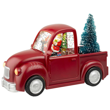 Lumineo led waterspinner plastic santa's pick-up truck 10x22.5x14cm kunststof
