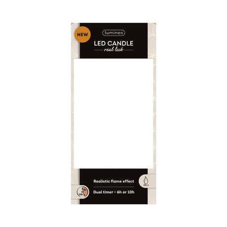 Lumineo realistische led kaars met wax pit en vlam effect ã˜7.5x20cm crã©me met 6uur timer werkt op batterij