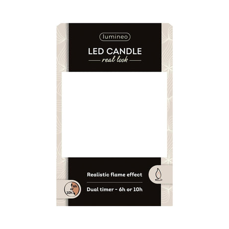 Lumineo realistische led kaars met wax pit en vlam effect ø7.5x9,5cm rood met 6uur timer werkt op batterij