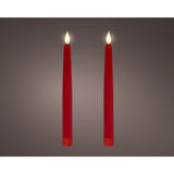 Lumineo realistische led dineraars met vlam effect ã˜2,2x24,5cm rood met 6uur timer werkt op batterij- 2 stuks