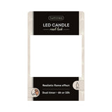 Lumineo realistische led kaars met wax pit en vlam effect ã˜7.5x9,5cm licht grijs met 6uur timer werkt op batterij