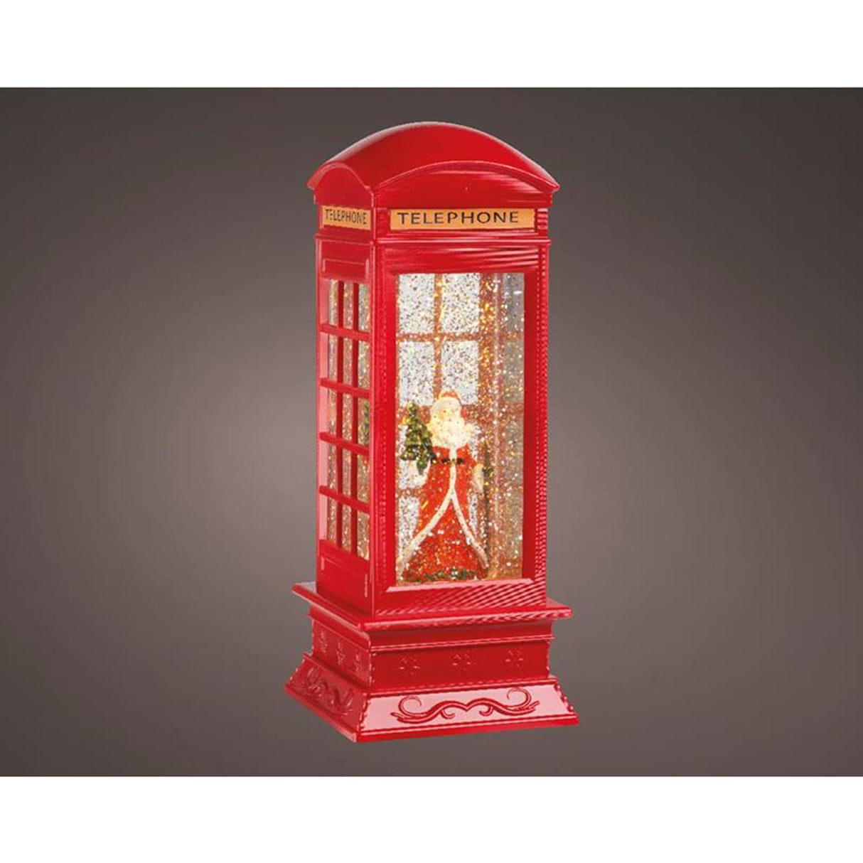 Lumineo led waterspinner telefooncel met kerstman op batterij 11x11x27cm<br>
