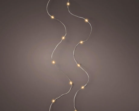 Lumineo micro led stringlights 60 lamps classic warmwit op batterij met timer 295cm