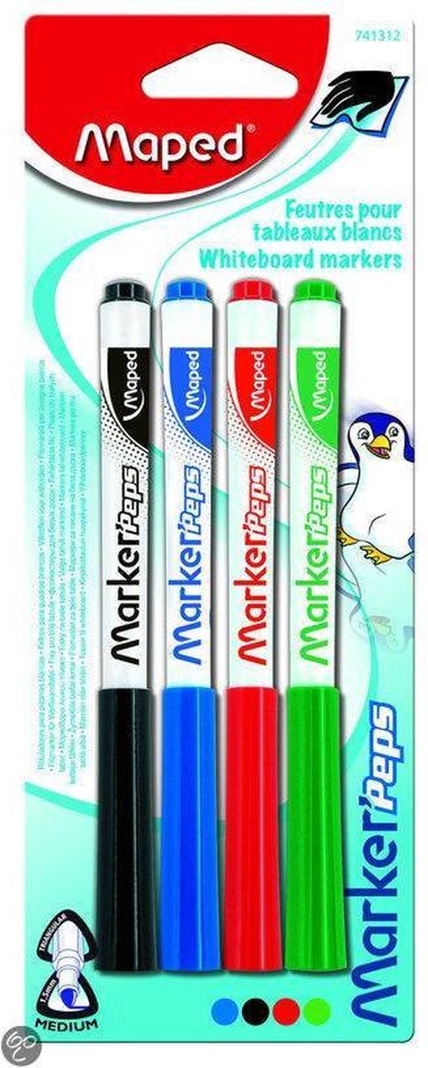 Maped Office Whiteboard-Filzstifte, verschiedene Farben, 4 Stück