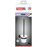 Tesa ® moon black hangende toiletborstelhouder - montage zonder boren - zelfklevend - mat zwart metaal glas - industrieel design - wandmontage