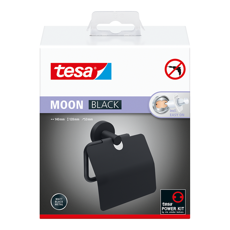Tesa 1073528 - moon black toiletrol houder met deksel zwart | 1 stuks