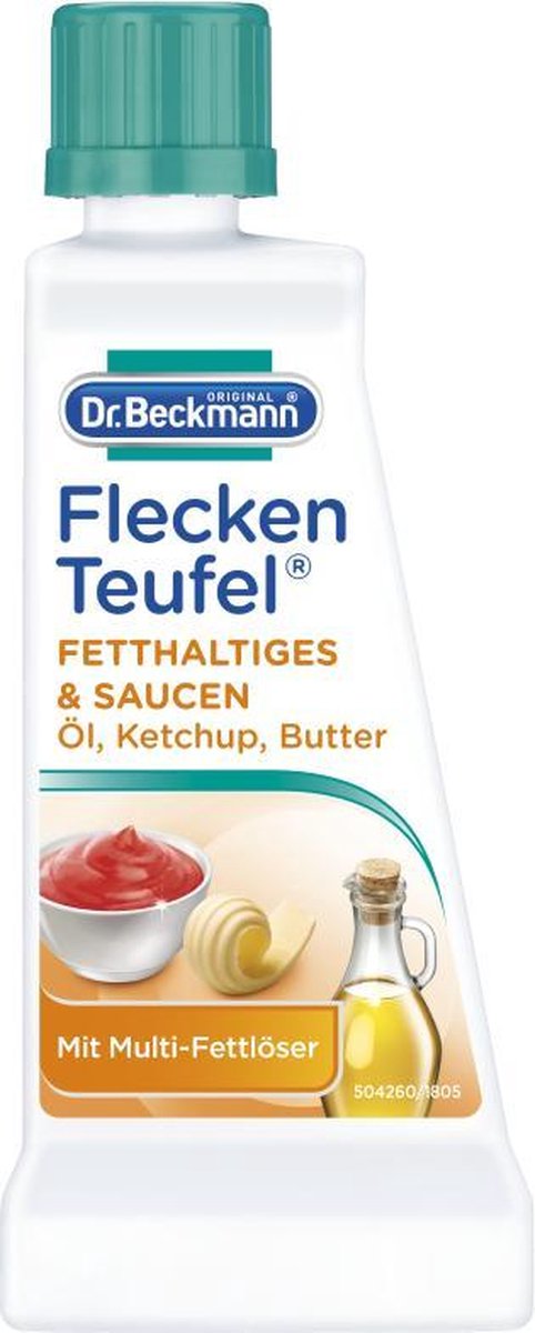 Dr. Beckmann Fleckenteufel – Fleckenentferner für Fett, Öl, Soßen, Ketchup und Schokolade – 50 ml