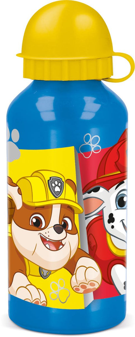 Stor Paw Patrol Aluminium-Trinkflasche – 400 ml – leicht – auslaufsicherer Schraubverschluss – Trinkflasche für Kinder – hellblau gelb