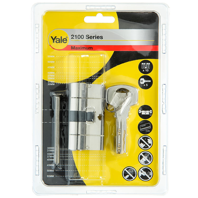 Yale 1060525 - profielcilinder 2100 mv 60mm(30 30) | 2 stuks