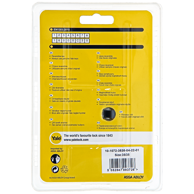 Yale 1060537 - profielcilinder 1000 mv 70mm(35 35) | 2 stuks