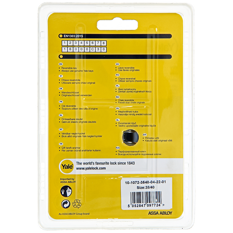 Yale 1060539 - profielcilinder 1000 mv 75mm(35 40) | 2 stuks