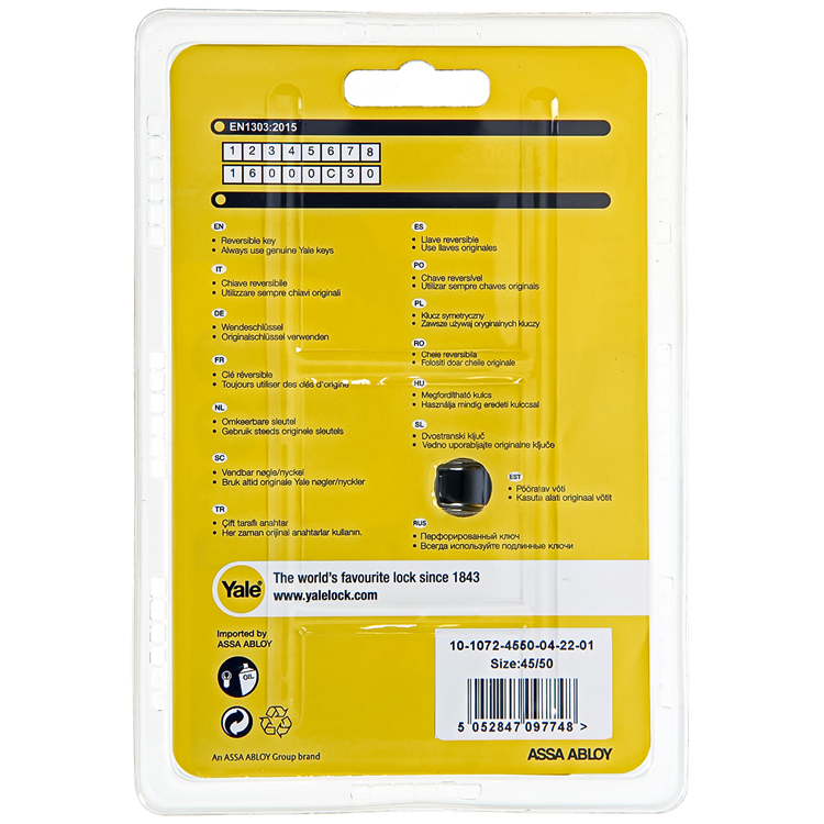 Yale 1060544 - profielcilinder 1000 mv 95mm(45 50) | 2 stuks