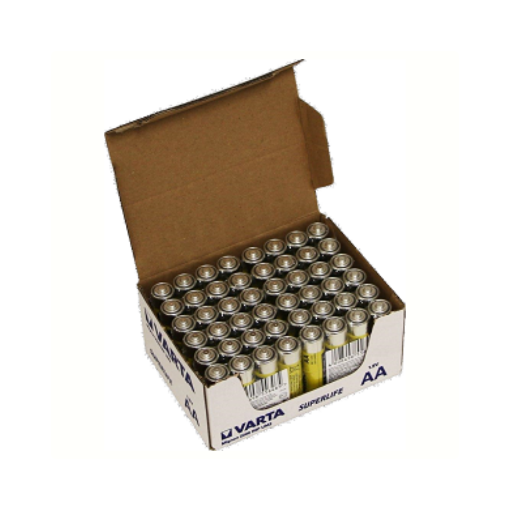 Batteries Varta Superlife AA. Carbone de zinc. par 60. (emballage de travail)