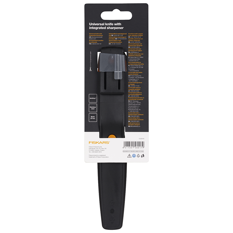 Fiskars Universalmesser mit Spitzer (orange)