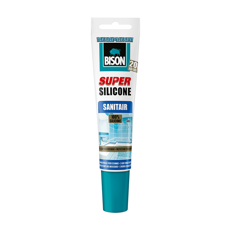 Bison super silicone transparant tube 150 ml, siliconenkit, keuken, voegen, hygiënisch, slijtvast, temperatuurbestendig van -50°c tot +120°c, makkelijk in gebruik