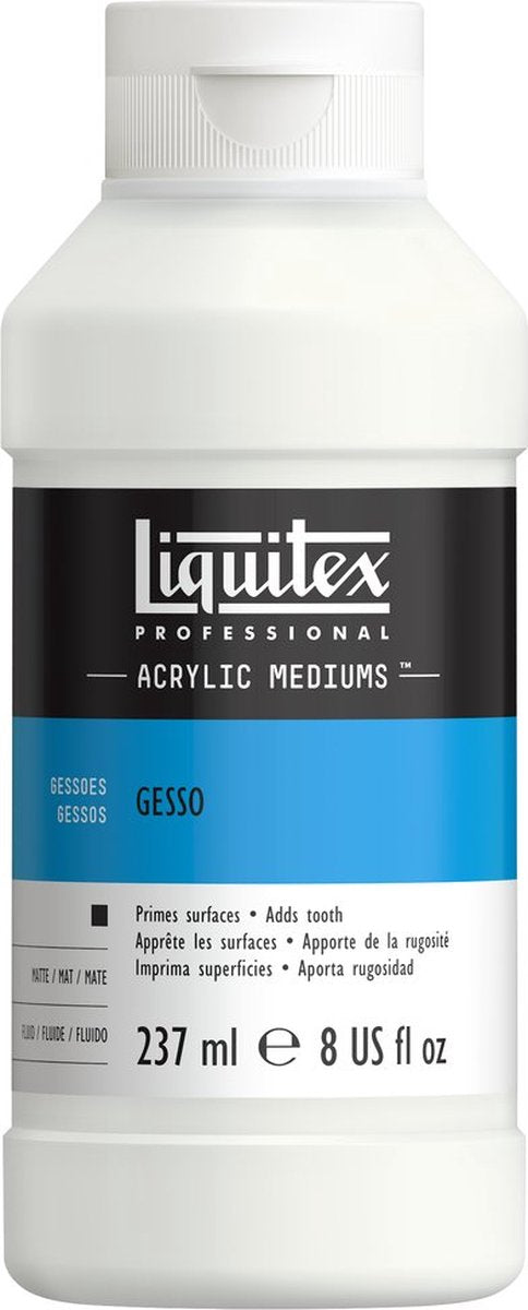 Liquitex 5308 professionelles Gesso-Acryl 237 ml – Titanweiß, matt, Grundierung, Acrylbasis, hochwertige Basis – weißes Gesso