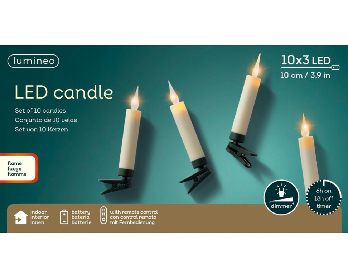 Lumineo led kaars verlichting met afstandsbediening 10 lampen zonder kabel op batterij met timer