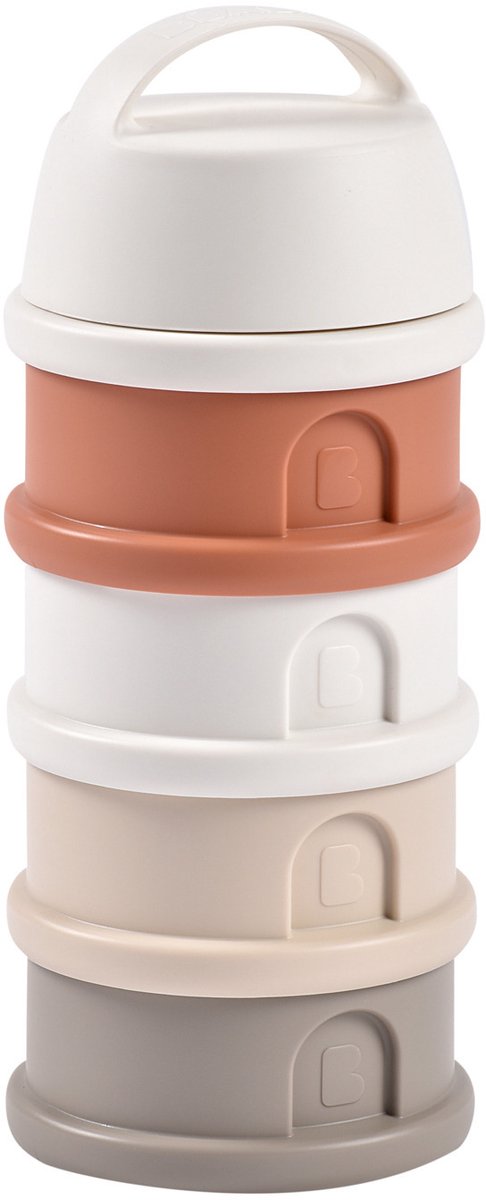 Béaba Milchturm – Dosierboxen für Babymilchpulver – 4-lagiger Milchpulverturm – Aufbewahrungsbehälter für Babynahrung – BPA-freier Pulverturm – Terrakottagrau