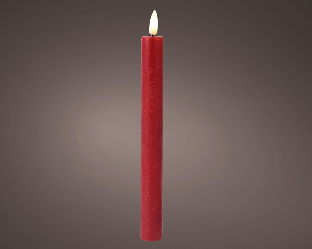 Lumineo Tafelkerzen-Set LED-Flamme 24cm rot 2-teilig