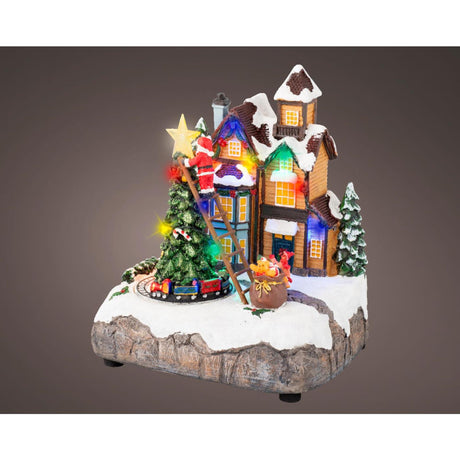 Lumineo Weihnachtsszene Weihnachtsbaum schmücken LED Polyresin 16x19x22cm