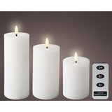 Lumineo LED-Kerzenset Wachs 3-teilig weiß