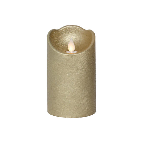 Lumineo LED-Wellenkerze Wachs Gold ø7,5xh12,5cm warmweiß