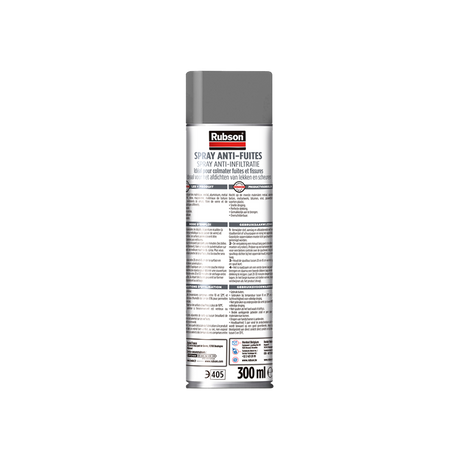 Rubson anti - infiltratie spray 300ml grijs | coating isolatie spray grijs | overschilderbaar repair coating spray | universele toepassing | vloeibaar rubber seal | rubber spray rubber coating.