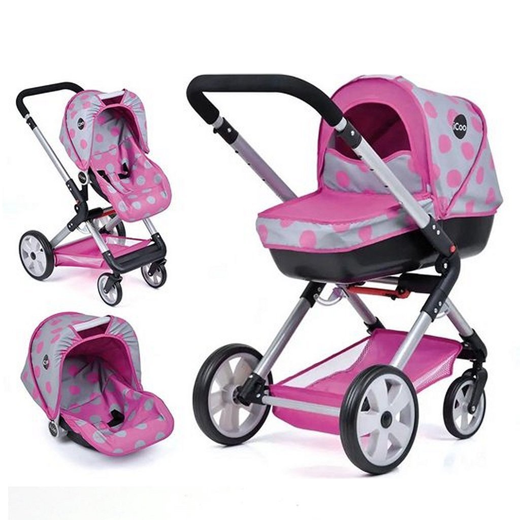 Basic icoo 4in1 manhatten poppenwandelwagen roze zwart