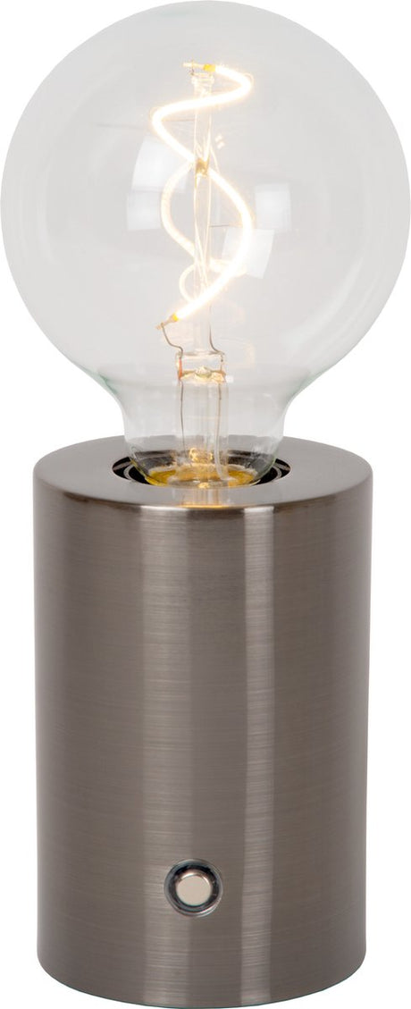 Lucide vivo - wiederaufladbare Tischleuchte - Akkupack - ø 8 cm - LED dimmbar - E27 - 1x1W 2700K - mattschwarzes Chrom