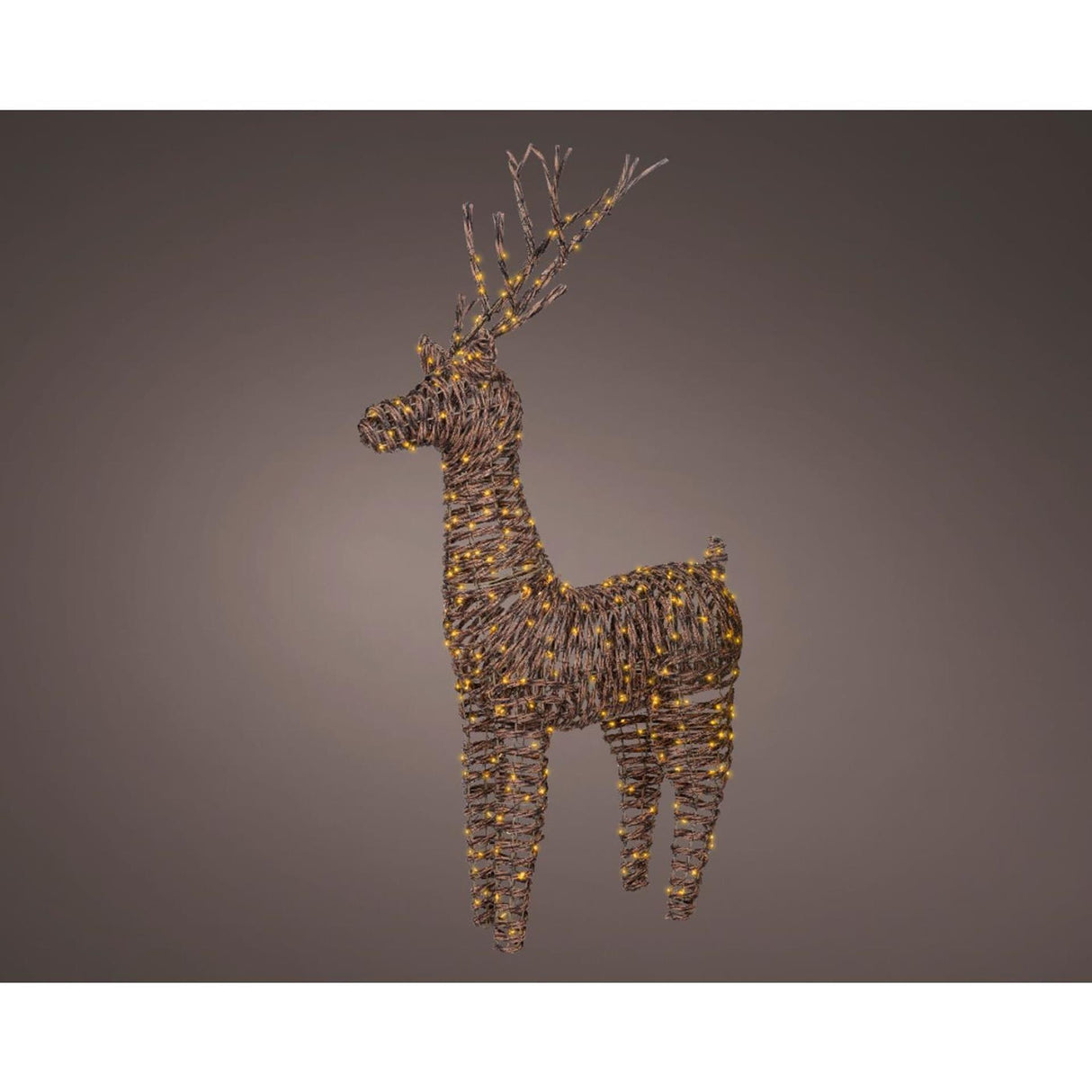 Lumineo Rentier LED Korbgeflecht braun für den Außenbereich 24x60x104cm klassisch warm